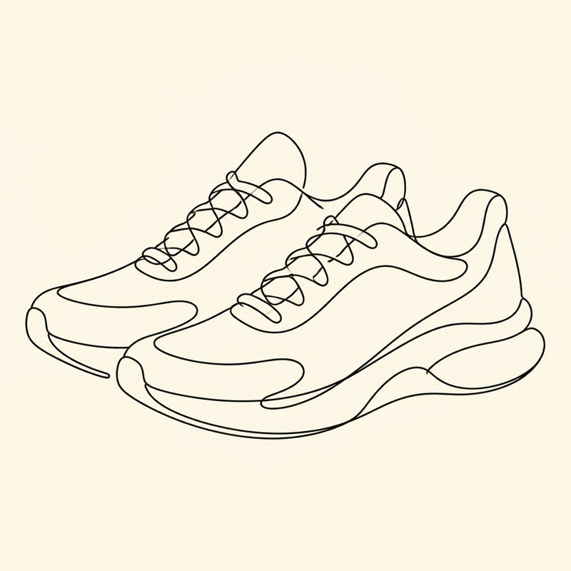 Tuschezeichnung eines Paars Laufschuhe